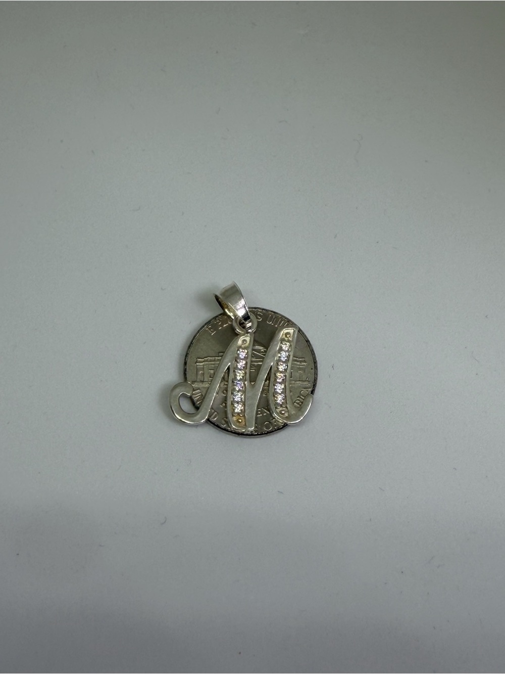 New 925 Sterling Silver CZ “M” Initial Pendant ✨ - Picture 3 of 4